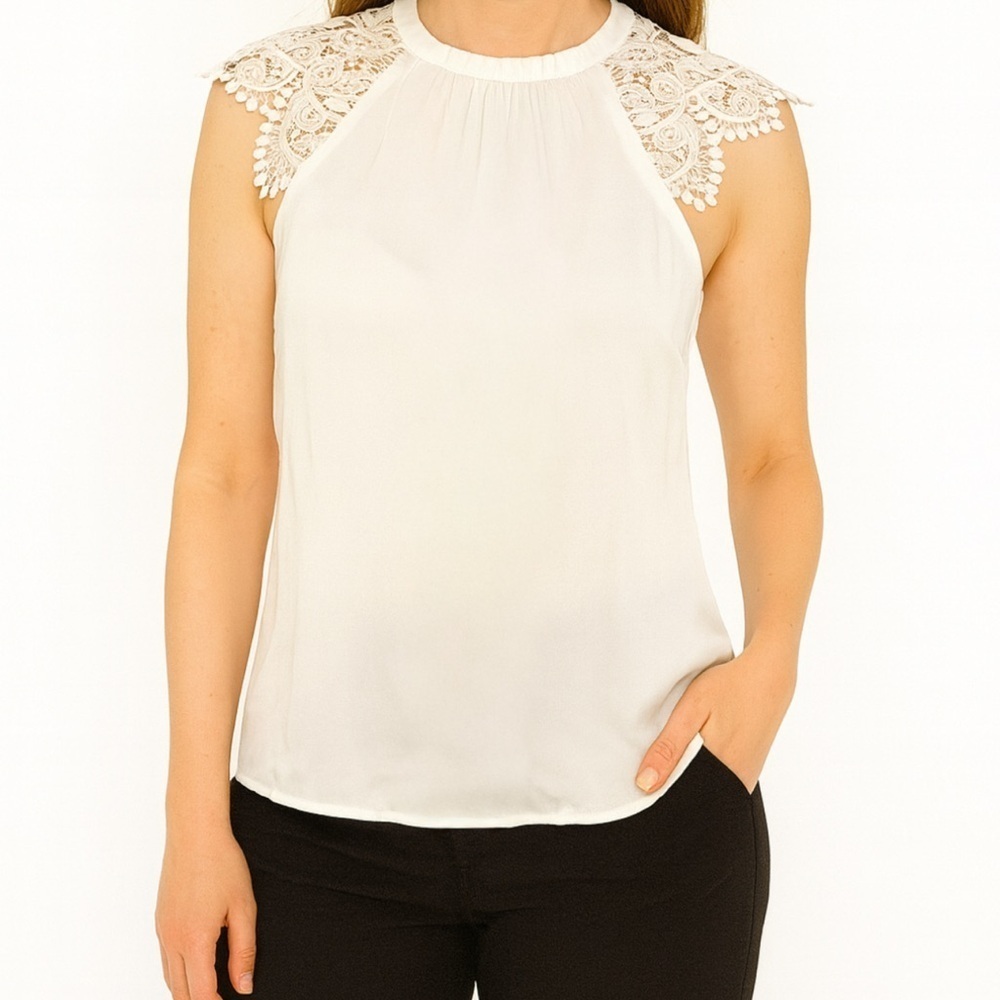 Express White Lace Accent Women's Blouse